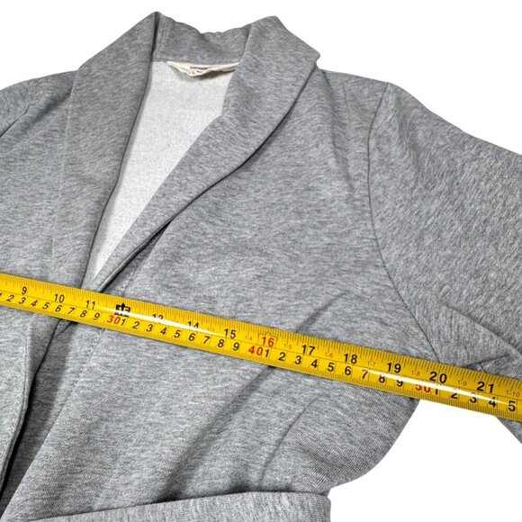 J. Crew Antique Fleece Cardigan Sz.XL Gray Belted Shawl Capsule Wardrobe Staple - Picture 5 of 10